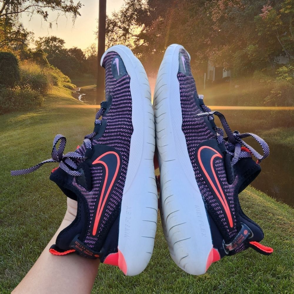 Nike Women's Flex Running Black Pink Knit Upper Sneakers Size 6.5 - Picture 4 of 13